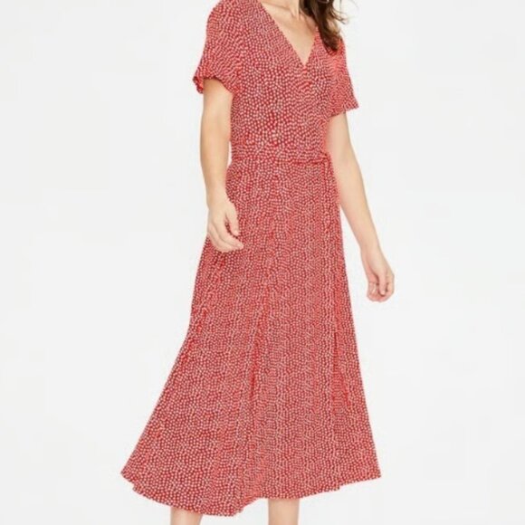 Boden Cassia Wrap Midi Dress / Size 8 (8R) / Red and White Dot - Picture 1 of 6